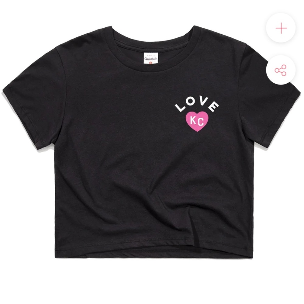 Black Crop Top with Pink Heart by Quikflip